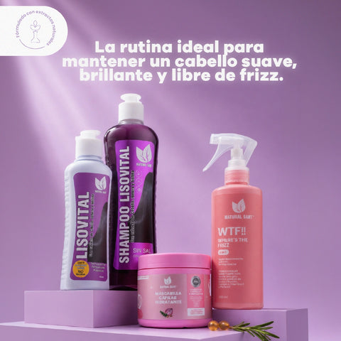 Combo Cabello Liso y Sano: Lisovital + Mascarilla Hidratante + Spray Antifrizz