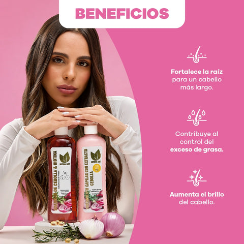 Combo Cuidado Capilar Completo: Cebolla, Romero y Biotina + Mascarilla Hidratante + Spray Antifrizz