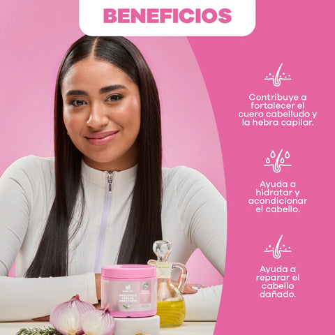 Combo Cuidado Capilar Completo: Cebolla, Romero y Biotina + Mascarilla Hidratante + Spray Antifrizz