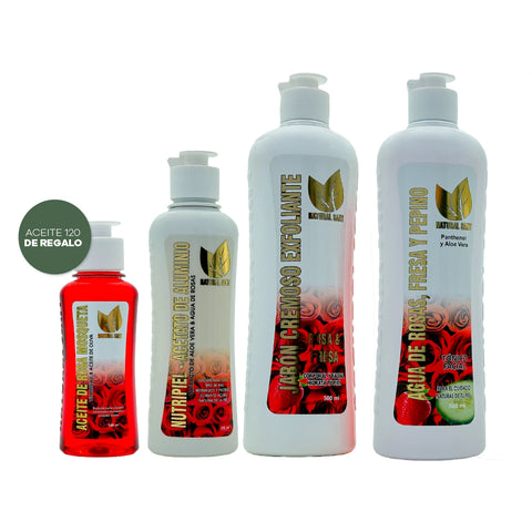 Combo Facial Rosas Balance | Jabón + Agua + Nutripiel + Aceite de 120 ml GRATIS