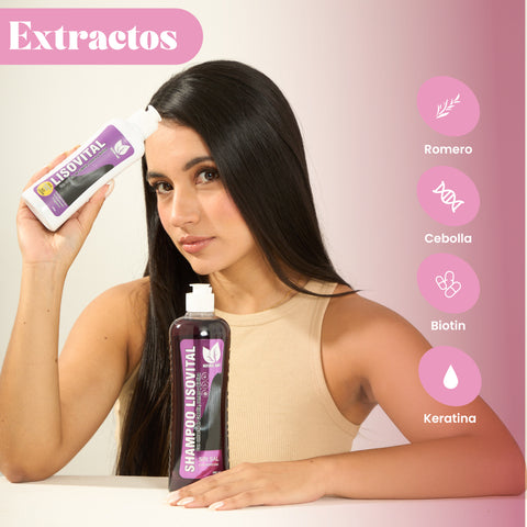 2 Shampoo LisoVital + Tratamiento LisoVital x 250ml + BATANAVITAL mascarilla capilar hidratante