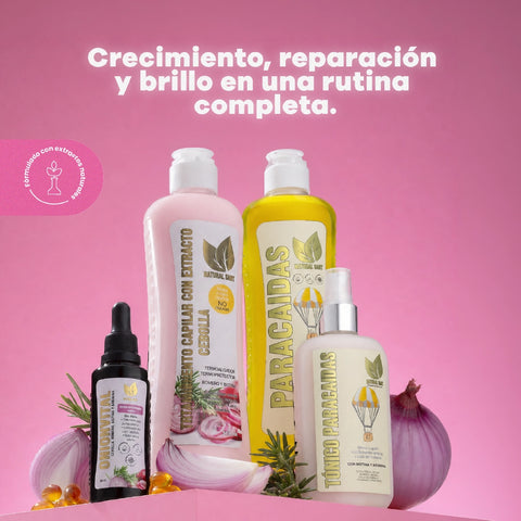 Combo Anticaída y Fortalecimiento Capilar (Set Paracaídas + Tratamiento + Onionvital)