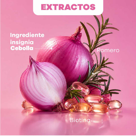 Set Shampoo y Tratamiento de Cebolla, romero y biotina + WTF Anti Frizz Gratis