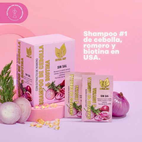 Caja Shampoo de Cebolla, Romero y Biotina x 30 sobres