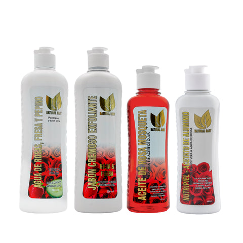 Combo Facial Rosas Balance | Jabón + Aceite + Agua + Nutripiel