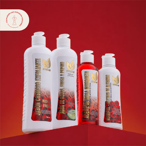 Combo Facial Rosas Balance | Jabón + Aceite + Agua + Nutripiel