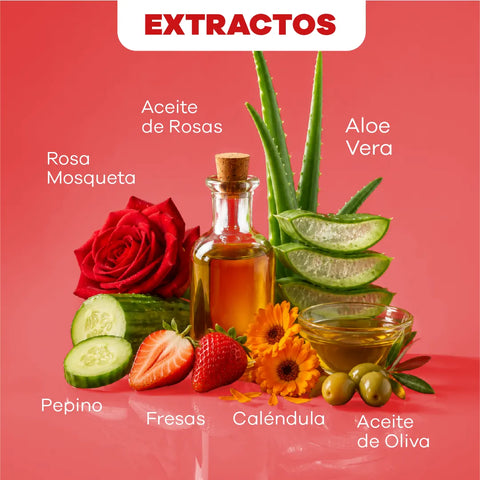 Combo Facial Rosas Balance | Jabón + Aceite + Agua + Nutripiel