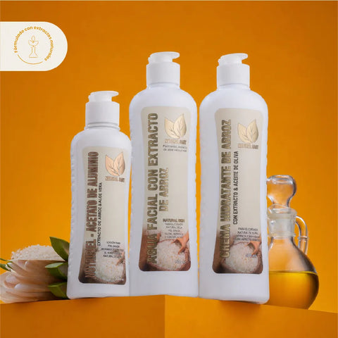 Combo Facial Arroz Control Brillo | Agua Facial + Crema + Nutripiel